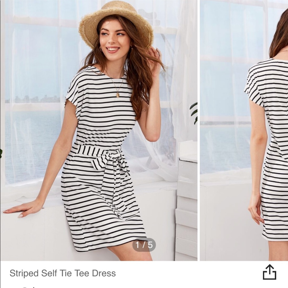 Shein striped dress w tie